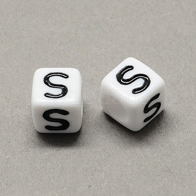 Large Hole Acrylic Letter European Beads SACR-Q103-7mm-01S-1