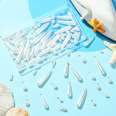 96Pcs 6 Styles ABS Plastic Imitation Pearl Pendants KY-SC0002-33P-1