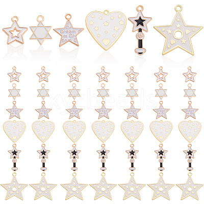48Pcs 6 Styles Alloy Enamel Pendants ENAM-GA0001-10-1