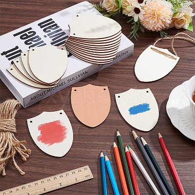 20Pcs Finished Wood Sheild Big Pendants FIND-SP0005-18-1