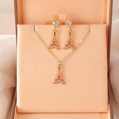 Alloy Rhinestone Pendant Necklaces & Dangle Earrings Sets for Women FS-WGD52C4-10-1