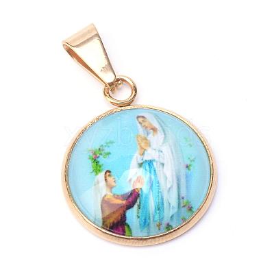 Virgin Mary Theme Glass Pendants GLAA-R186-G-1
