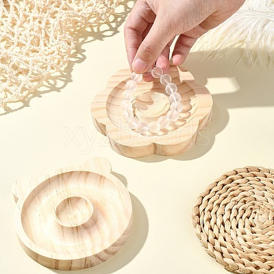 2Pcs 2 Styles Beech Wooden Bangle & Bracelet & Finger Ring & Beads Display Holder Tray AJEW-YW0001-26-1