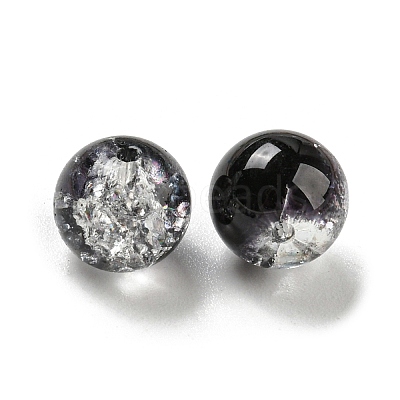 Transparent Spray Painting Crackle Glass Beads GLAA-L046-01B-19-1