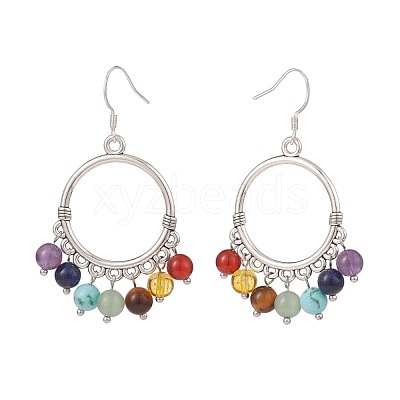Natural & Synthetic Mixed Gemstone Chandelier Earrings EJEW-TA00105-1