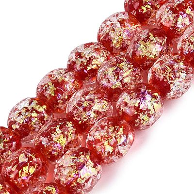 Handmade Foil Glass Beads Strands FOIL-Q002-05B-1
