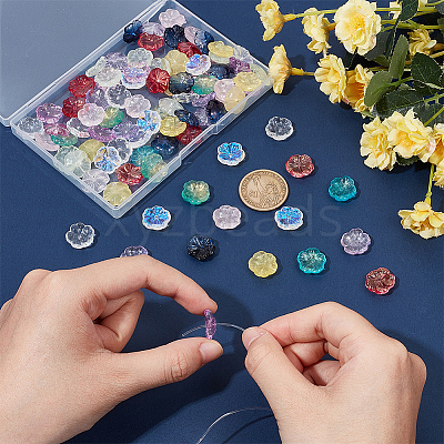 100Pcs 10 Colors Transparent Glass Beads GLAA-DR0001-08-1