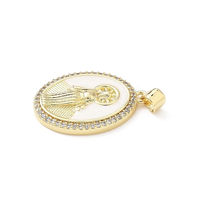 Brass Micro Pave Clear Cubic Zirconia Pendants KK-B141-48G-01-1