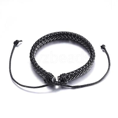 Adjustable Braided PU Leather Cord Bracelets BJEW-P099-11A-1