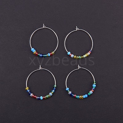 Brass Wine Glass Charm Rings Hoop Earrings KK-PH0028-01S-1