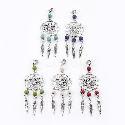 Dyed Synthetic Turquoise Big Pendants HJEW-JM00343-1