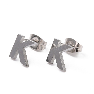 Tarnish Resistant 304 Stainless Steel Greek Alphabet Stud Earrings STAS-D007-07P-14-1
