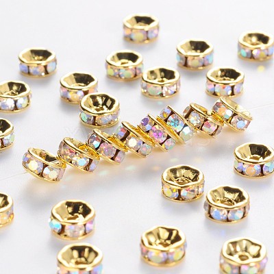 Brass Grade A Rhinestone Spacer Beads RSB039NF-02G-1