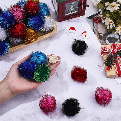 32Pcs 8 Colors Faux Fur Soft Sequins Pompom Ball DIY-SC0033-96-1
