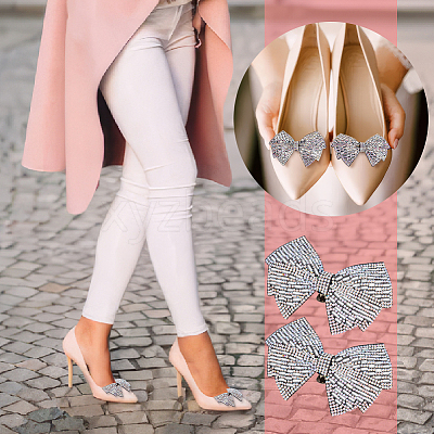 2Pcs Cloth with Rhinestone Shoe Buckle Clips FIND-FH0008-78A-1
