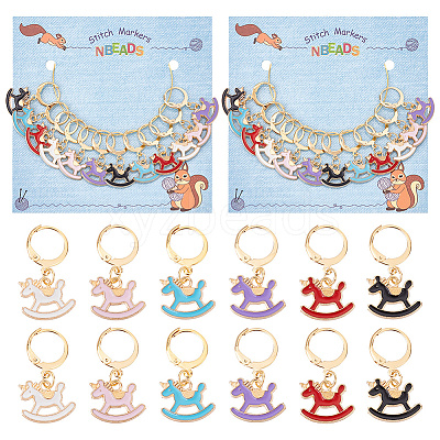 Alloy Enamel Pendant Locking Stitch Markers HJEW-AB00169-1