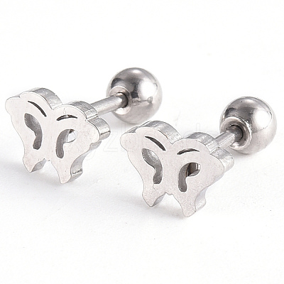 Tarnish Resistant 201 Stainless Steel Barbell Cartilage Earrings EJEW-R147-16-1