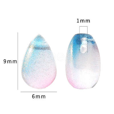 Transparent Spray Painted Glass Charms GLAA-YW0001-12-1
