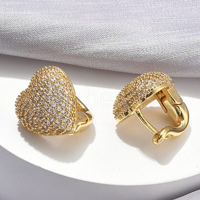 Brass Micro Pave Clear Cubic Zirconia Hoop Earrings EJEW-C182-03G-1