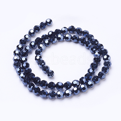 Faceted(32 Facets)(32 Facets) Electroplate Glass Beads Strand X-EGLA-J042-6mm-F01-1