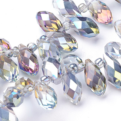 Electroplate Glass Faceted Teardrop Beads Strands X-EGLA-D014-28-1