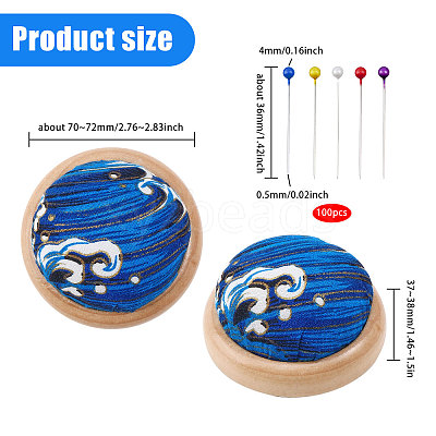 2Pcs 2 Colors Cute Ball Shaped Wave Pattern Cotton Needle Cushion DIY-GL0004-18-1