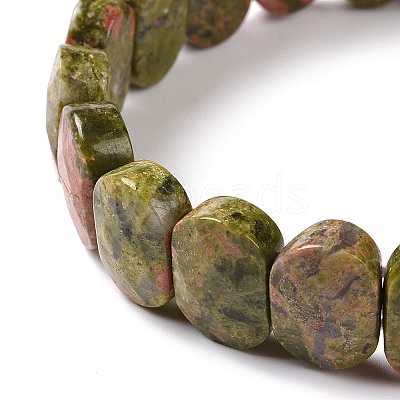Natural Unakite Oval Beaded Stretch Bracelet G-E010-01J-1