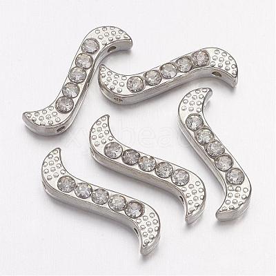Alloy S-Shape Rhinestone Spacers Bars ALRI-H003-1-1