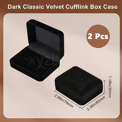 2Pcs Flocking Cufflinks Boxes CON-BBC0001-17-1