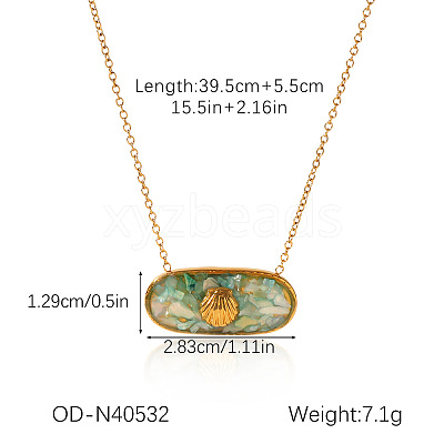 Ocean Natural Shell  Resin Pendant 304 Stainless Steel Cable Chain Necklaces for Women WGEB2E9-04-1