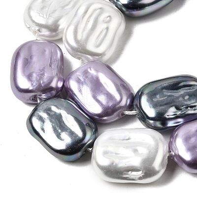 Electroplated Glass Shell Pearl Beads Strands BSHE-B009-F05-01-1