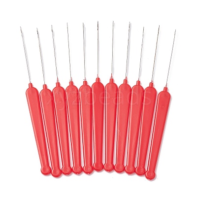 (Defective Closeout Sale: Rusting)Platinum Tone Plastic Handle Iron Crochet Hooks Needles TOOL-XCP0001-82-1