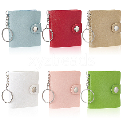 6Pcs 6 Colors PU Leather Photocard Sleeve Keychain KEYC-GA0001-53-1