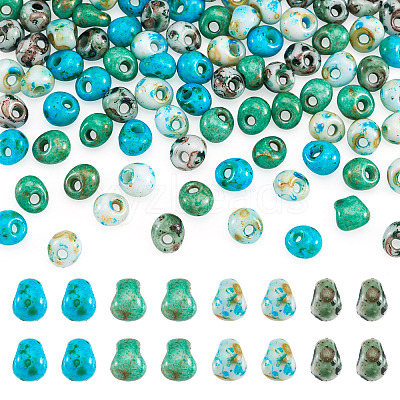 480Pcs 4 Colors Picasso Glass Seed Beads SEED-TA0001-07B-1