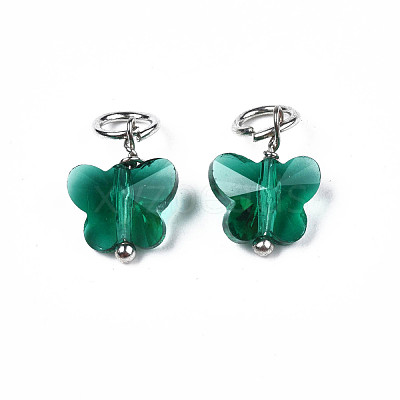 Faceted Transparent Glass Charms GLAA-T024-06F-1