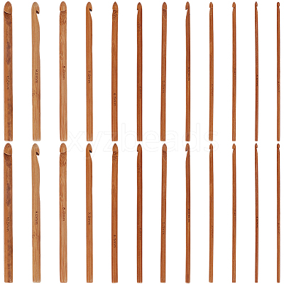 24Pcs Carbonized Bamboo Knitting Needles TOOL-CL0001-10-1
