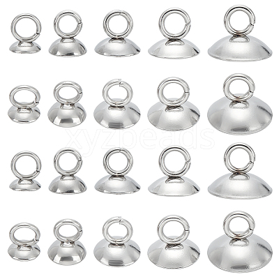 30Pcs 5 Styles 201 Stainless Steel Bead Cap Pendant Bails STAS-LP0001-24-1