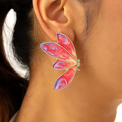 Alloy Enamel Stud Earrings for Women WG18F6F-01-1