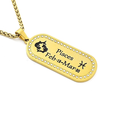 Constellation 304 Stainless Steel Micro Pave Clear Cubic Zirconia Wheat Chain Pendant Necklaces for Women Men LS-NJEW-U007-01D-1