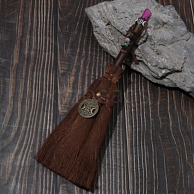Natuarl Quartz Mini Witch Palm Broom Pendant Ornament PW-WG28213-05-1