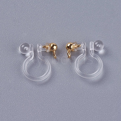 Transparent U Type Alloy Ear Clip PALLOY-WH0009-01G-1
