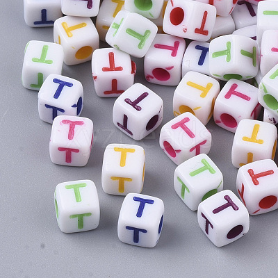 White Opaque Acrylic Beads MACR-R869-01T-1
