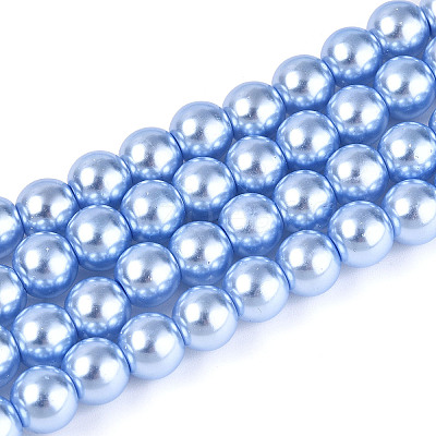 Baking Paint Pearlized Glass Pearl Round Bead Strands HY-Q330-8mm-24-1