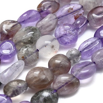 Natural Purple Rutilated Quartz Beads Strands G-O186-A-18-1