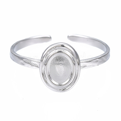 Non-Tarnish 304 Stainless Steel Open Cuff Finger Ring Cabochon Settings LS-STAS-T060-11P-1