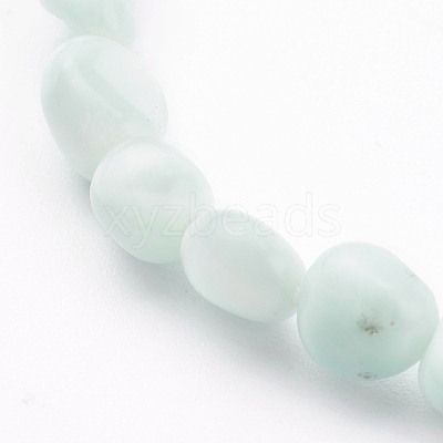 Natural Larimar Stretch Beaded Bracelets X-BJEW-JB05929-02-1