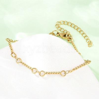 304 Stainless Steel Twisted Rope Link Chain Bracelets for Women BJEW-A160-09G-1