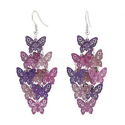 430 Stainless Steel Butterfly Dangle Earrings EJEW-A137-05P-02-1