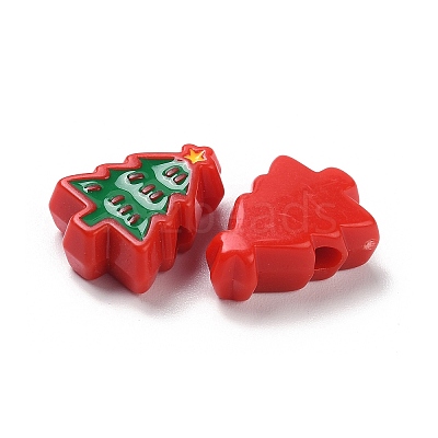 Christmas Decorations Theme Opaque Acrylic Bead with Enamel OACR-Z021-01A-1