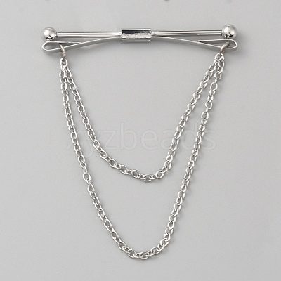 Brass Hanging Chains Collar Pins Tie Clips AJEW-WH0401-65P-1